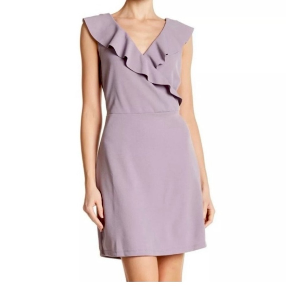 The Vanity Room Purple Ruffled V Neck Dress